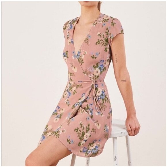 Reformation Dresses & Skirts - Reformation Dawn Floral Wrap Mini Dress XS